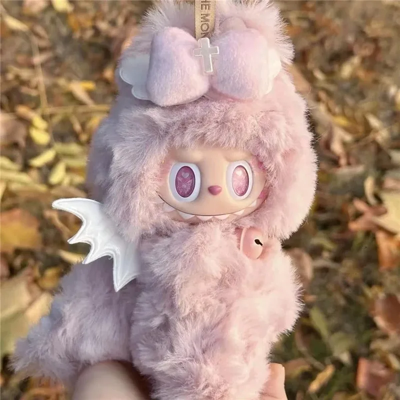 Pink Dinosaur Outfit Clothes For Labubu Doll Great Leader Demon Wings Totoro Baby Shark Cosplay Clothing Dollhouse Accessories