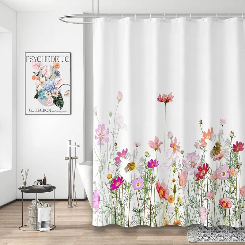 Watercolor Eucalyptus Shower Curtain,Polyester Fabric Waterproof Shower Curtain Sets Machine Washable Decor Bath Curtain-A14I