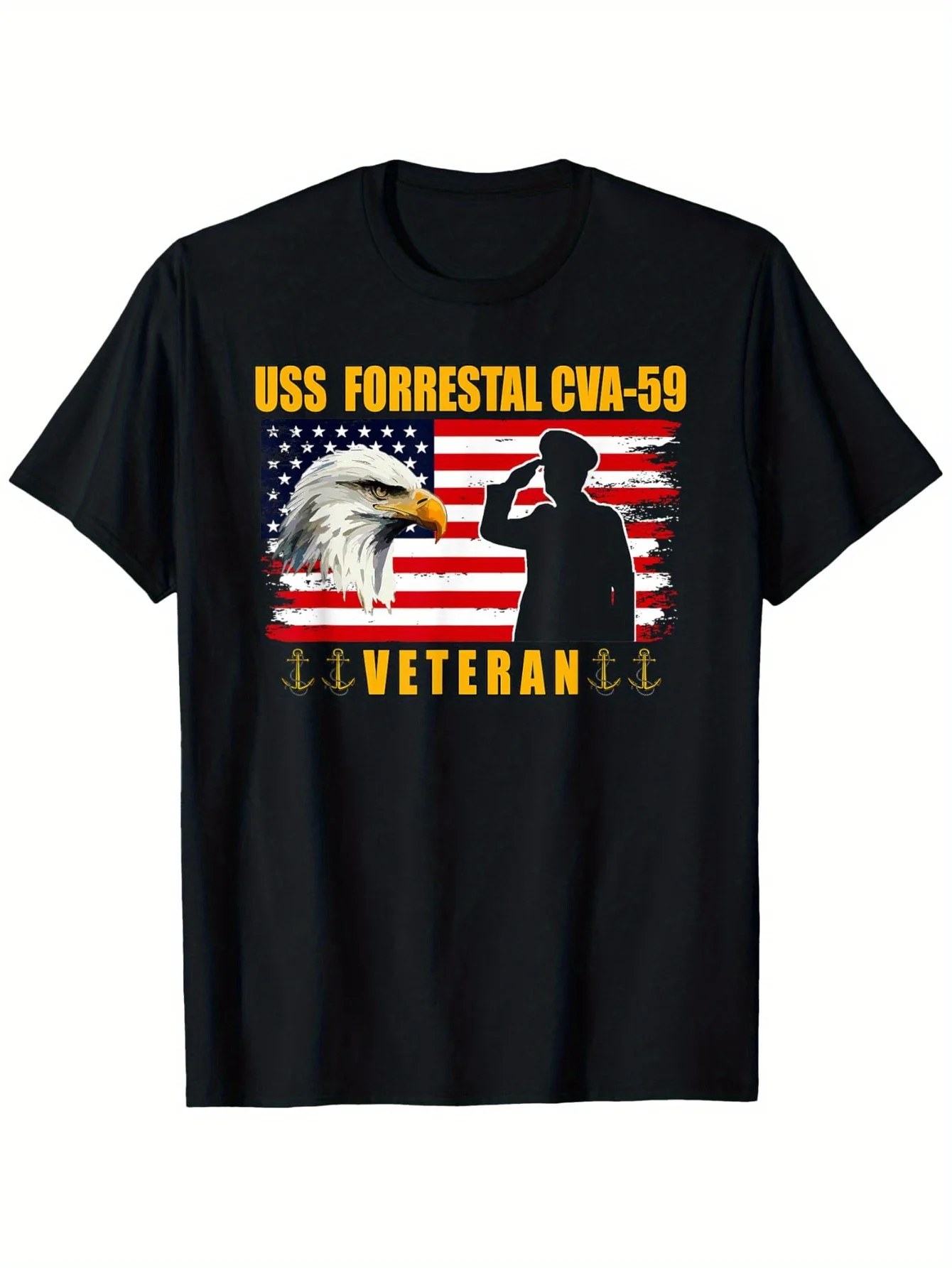 

Футболка USS Forrestal CVA 59, ветеранский дань, чистый хлопок, патриотический орел, дизайн американского флага, свободная посадка, одежда с американским флагом