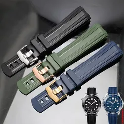 Silicone Rubber Watch Accessories Band for Omega strap Seamaster 300 Speedmaster Ocean Silicone Black Green Blue Bracelet 20mm