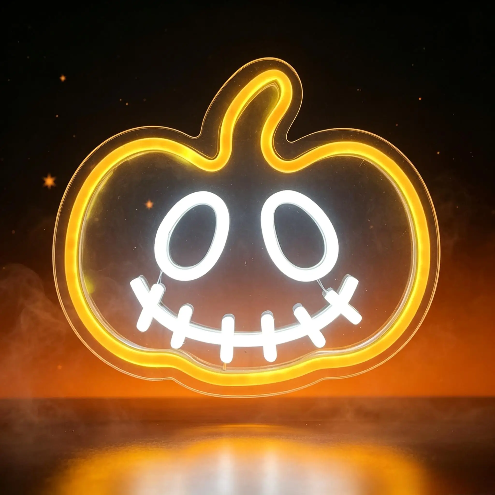 Halloween Pumpkin Neon Sign USB Dimmable LED Lights For Horror Bar Escape Room Trick‑or‑treat Event Background Wall Decor
