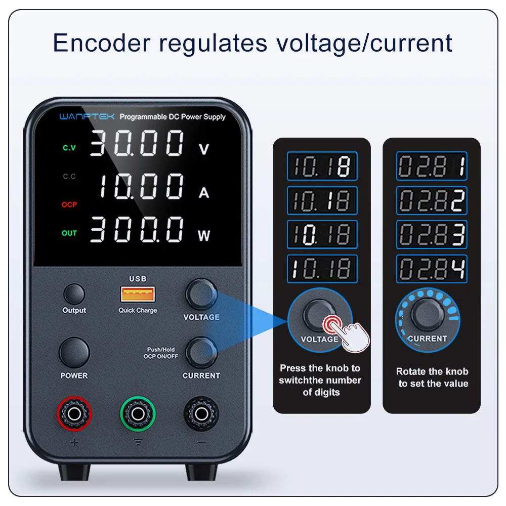 Wanptek DC Lab Power Supply 30V 60V 120V Adjustable Voltage Regulator Preset Voltage Current Dual Input Voltage 220V/110V