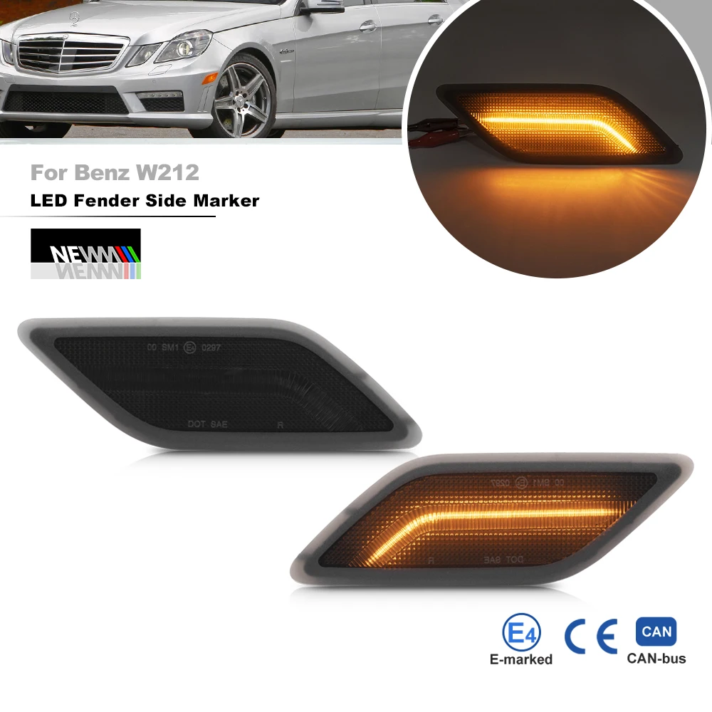 

Euro Smoked Led Bumper Fender Side Marker Lights For Benz E-Class W212 2010-2013 OEM#2128200021 2128200121 Repeater Lamps