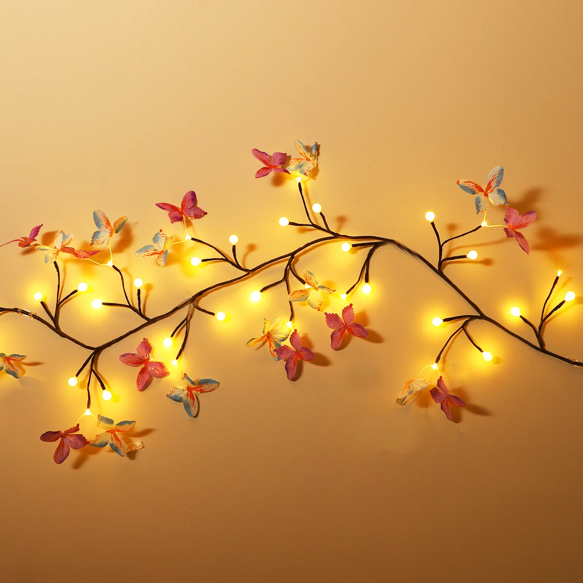 Luz de design dobrável de rattan simulado Luz de videira alimentada por USB adequada para parede, quarto, layout de cena de decoração de sala de estar