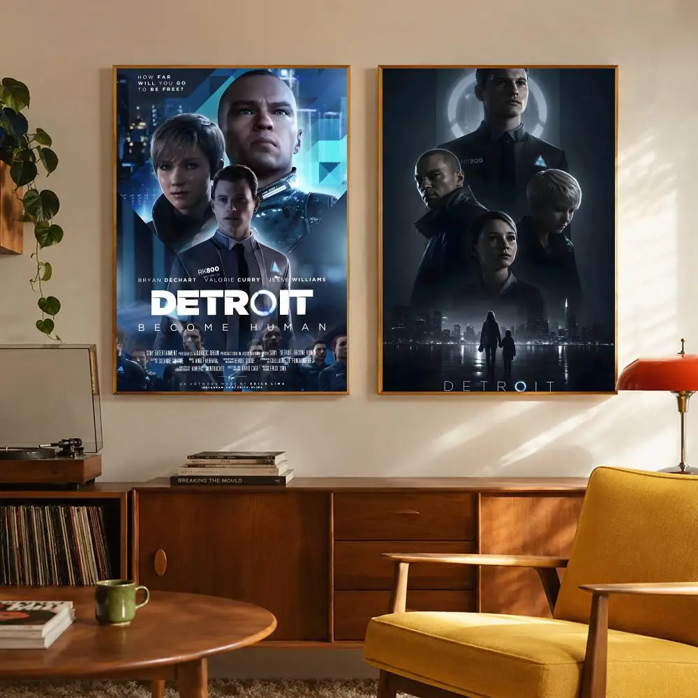 Game Adventure D-Detroit Become Human Poster Digital Solvent Print Waterproof PP Fade-Resistant Wall Art Room Decor Gift