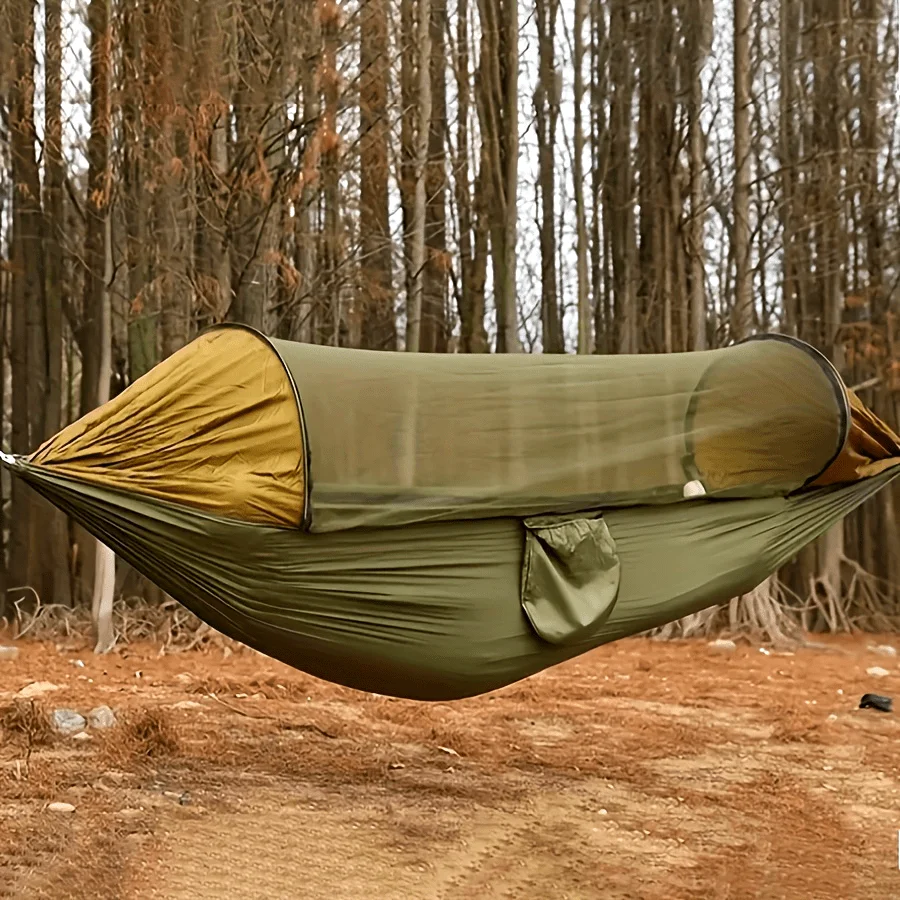 Outdoor Hammock Automatic Quick-Set Mosquito Net Anti-Mosquito Hammock for Nylon Camping with Support Poles Outdoor Furniture