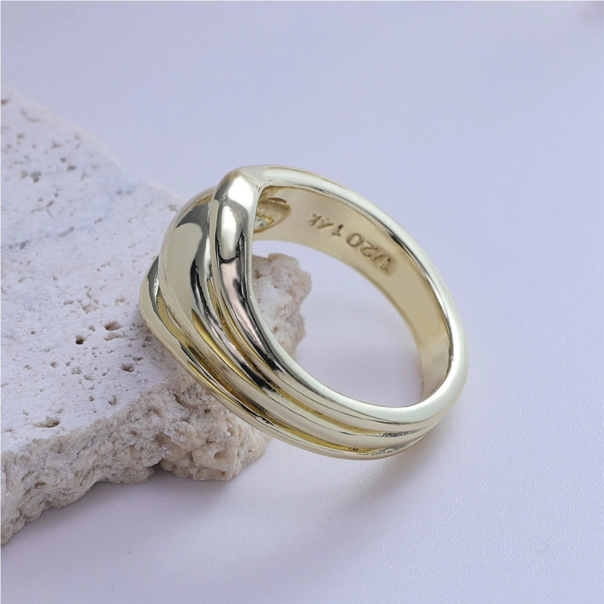 

VENTFILLE 925 Sterling Silve 14k RGP Wide Ring for Women Girl Texture Irregular Punk Adjustable Jewelry Gift Dropshipping