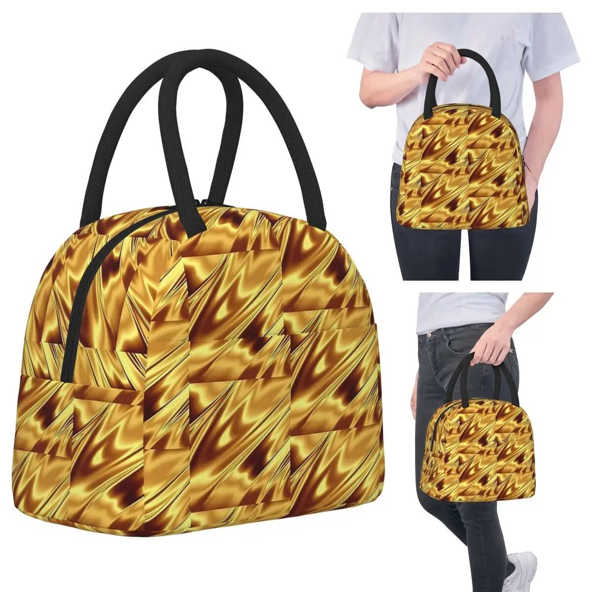 

Super Shiny Gold Merchandise Insulated Lunch Bag for Kids School Cooler Thermal Food Box Tote Leakproof Lunch Boxes Container