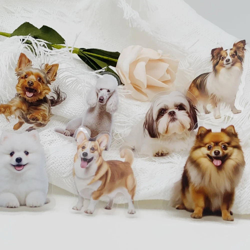 50 pçs raças de cães transparente pet adesivos decalques para telefone portátil notebook mala guitarra diy dos desenhos animados adesivos estéticos