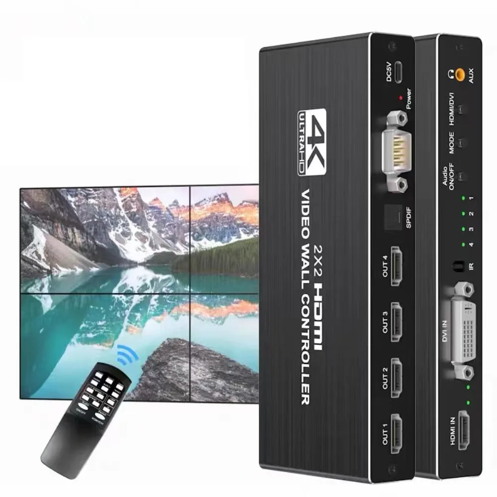 4K HDMI Video wall controller 2x2 HDMI DVI Video wall Processor 1X2 1X4 1X3 2X1 3x1 4X1 multi video screen processor splicer