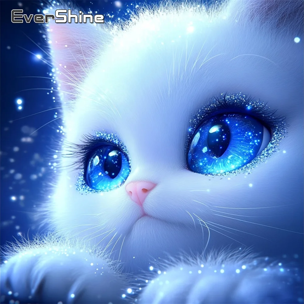EverShine Diamant-Stickerei Tier-Strass-Bild Mosaik Katze Vollflächig 5D DIY Malerei Wohnzimmer Kunsthandwerk