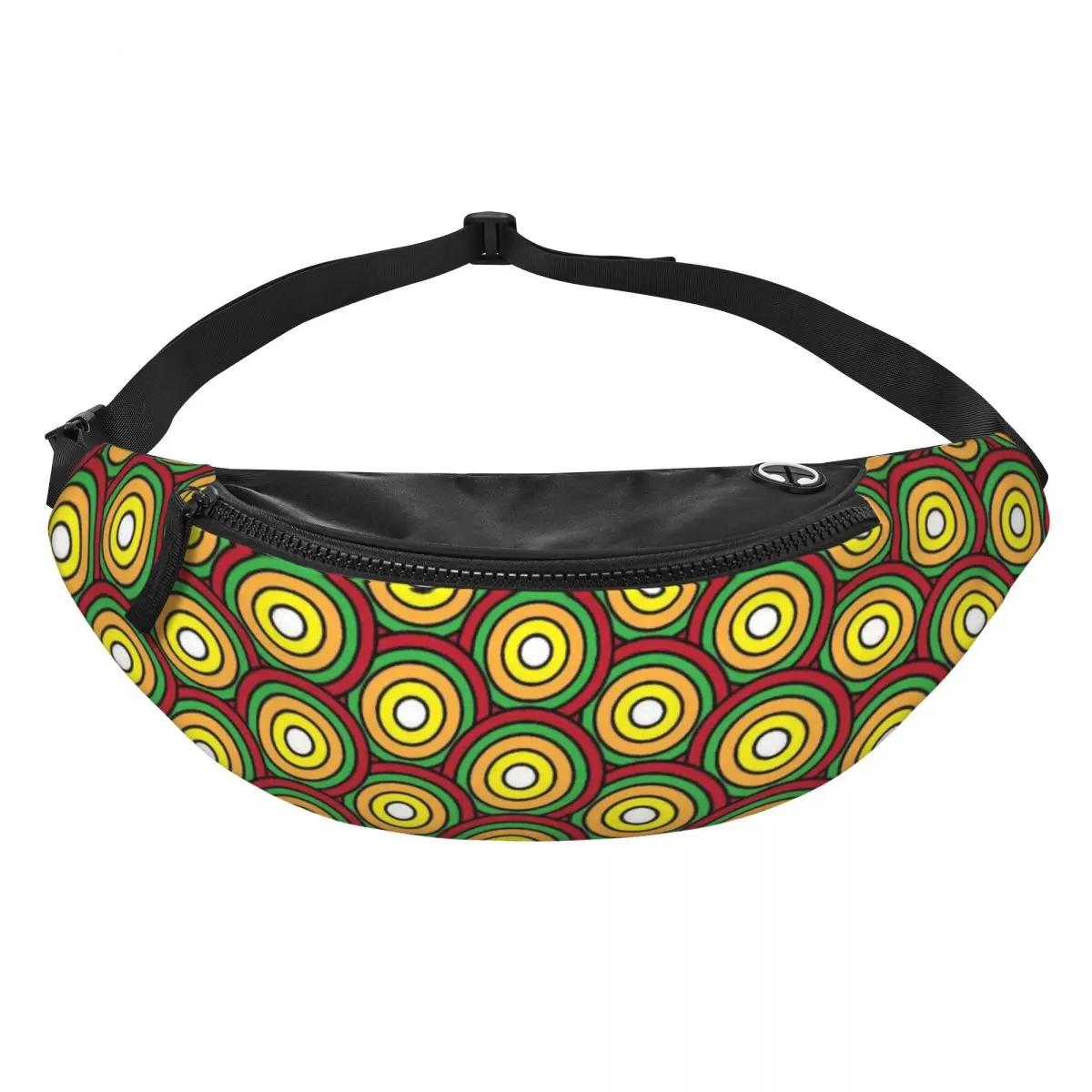Custom African Ankara Abstract Geometric Circle Pattern Fanny Pack Men Women Crossbody Waist Bag for Biking Phone Money Pouch