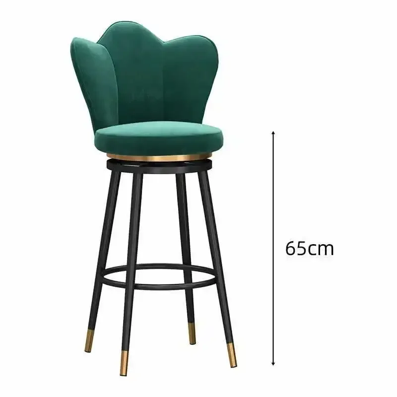 Bar chair rotating, luxurious, modern and simple backrest, home bar front desk milk tea cashier, beauty high legged stool