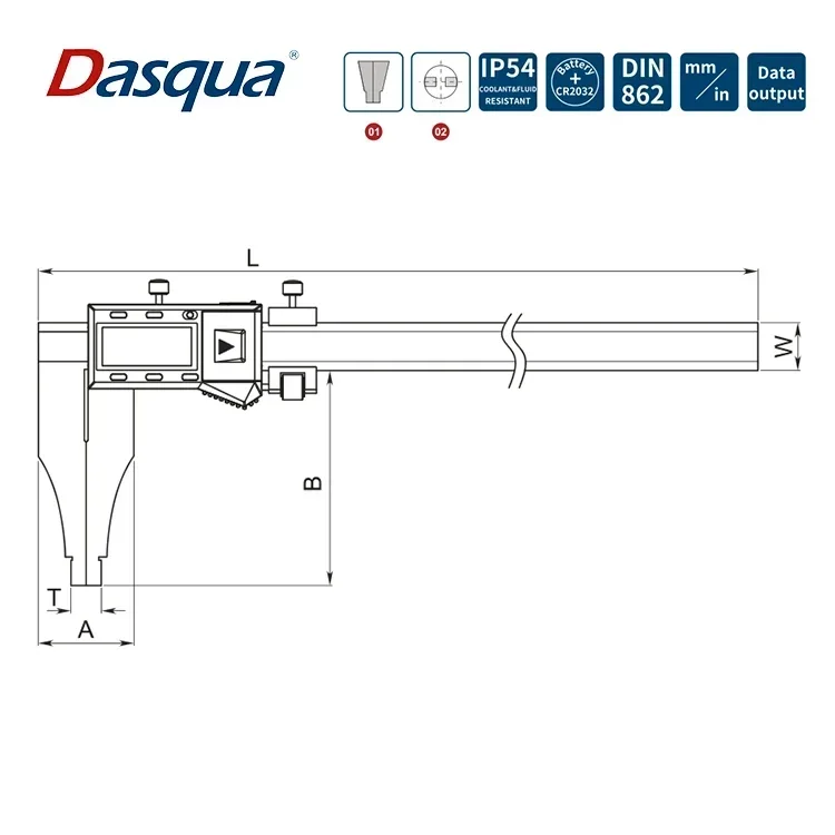 Dasqua 0-1000mm 0.01 Resolution IP54 Water Proof Heavy Duty Digital Caliper Big Size Caliper Measuring Tool
