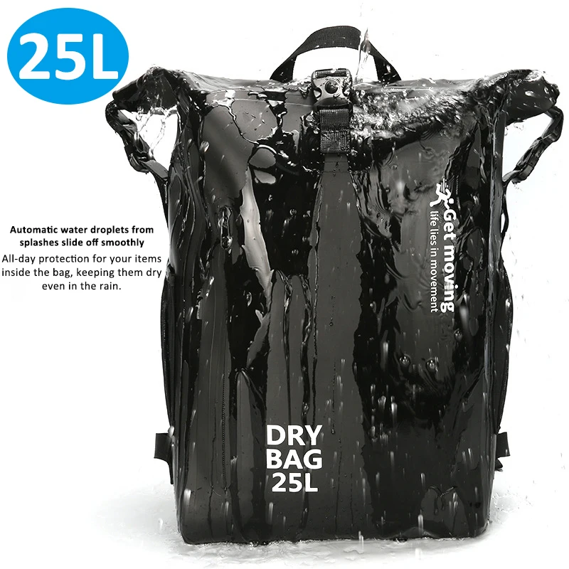 

25л плавательный пакет из ПВХ, сухая сумка, рюкзак, большой уличный водонепроницаемый плечевой каяк, треккинг, дрифт, рафтинг, серфинг, лодка, сумка