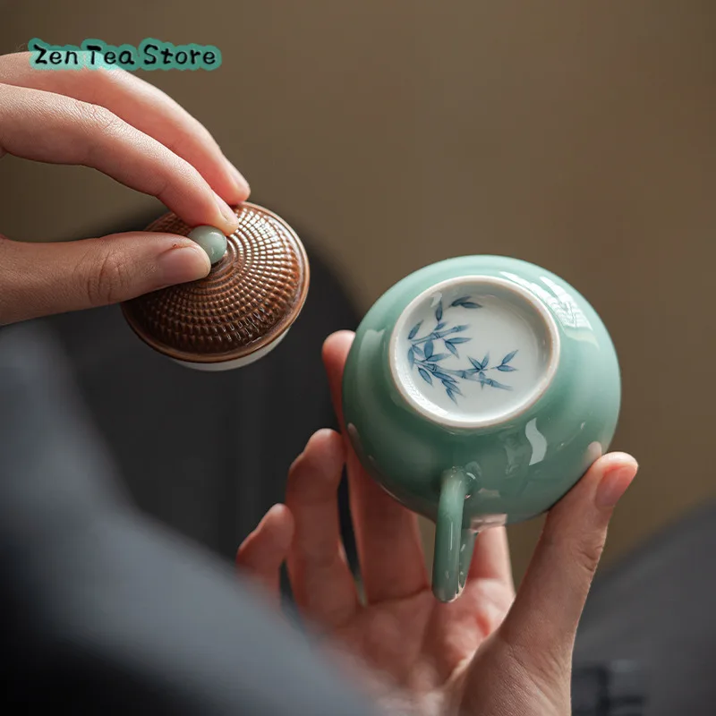 Hand-painted Celadon Teapot Hand Jump Knife Small Pot Single Pot Retro Ceramic Kung Fu Tea Set Teapot