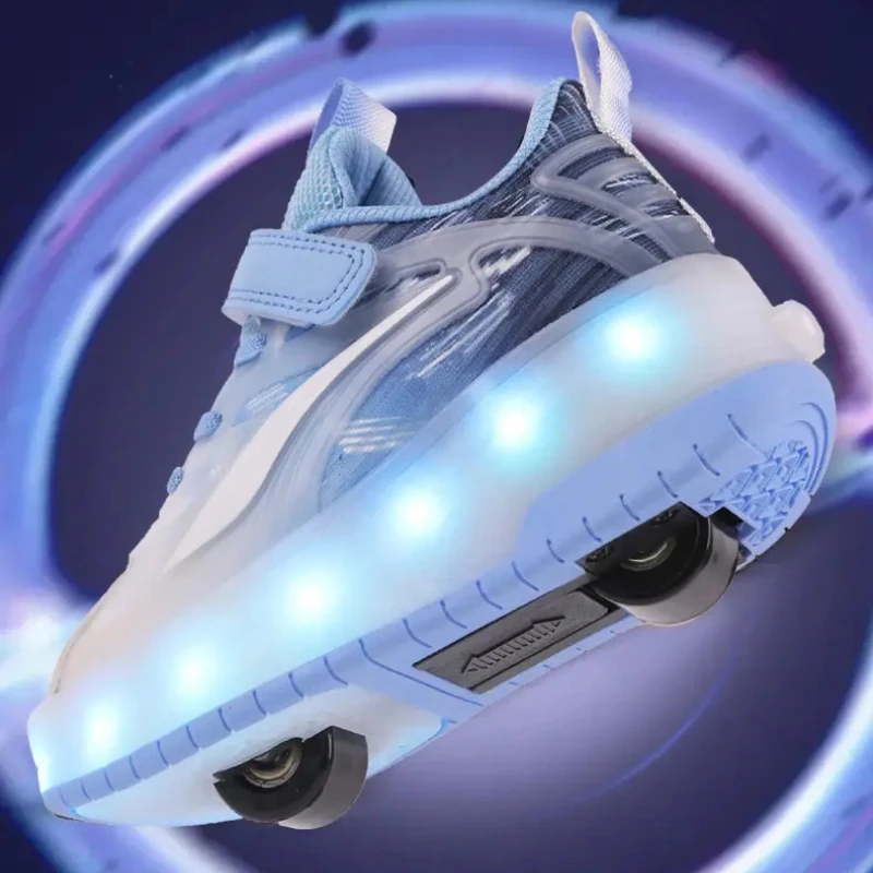 

Роликовые туфли для мальчиков и девочек со светодиодной подсветкой и зарядкой через USB, детская повседневная обувь для роликовых коньков, скейтбординга, спортивная обувь, детские кроссовки