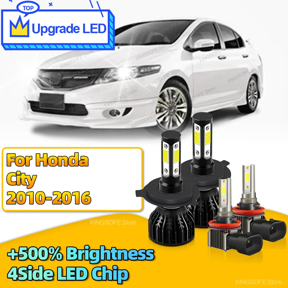 

2/4 шт. светодиодные лампы Canbus 30000LM для автомобильных фар, турбо-противотуманные фары 6000K для Honda City 2010 2011 2012 2013-2016