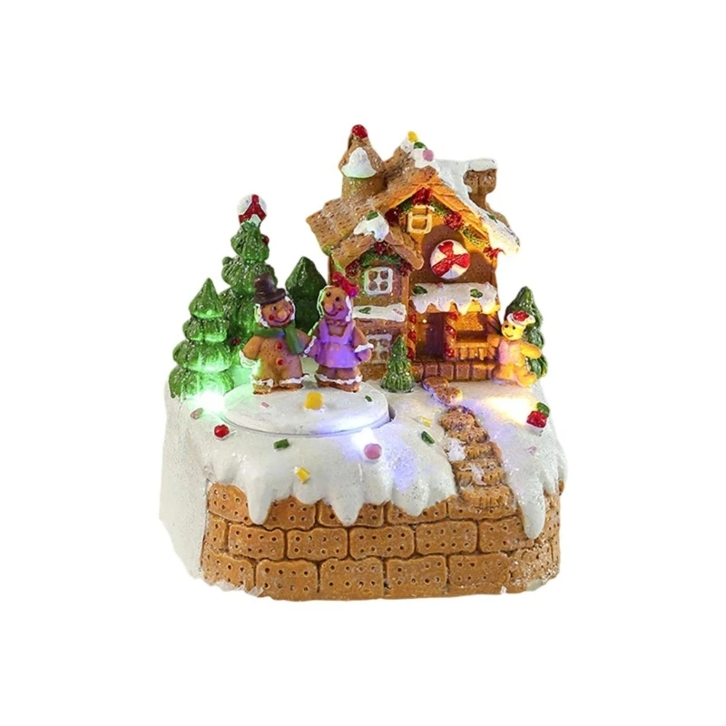 

Christmas Decoration For Tabletop Display Music Box Snow House Desk Ornament