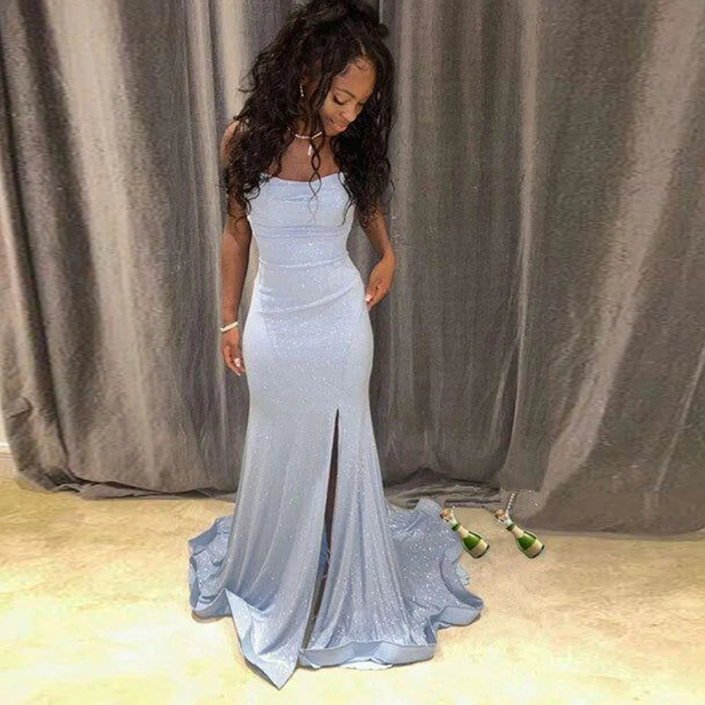 

Синее вечернее платье Изысканное платье русалки без бретелек длиной до пола с скользящим шлейфом Банкетные женские платья знаменитостей для торжественных случаев Элегантные