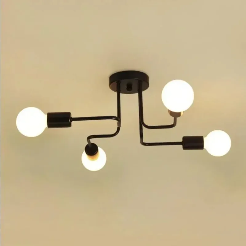 

Nordic Pipe Wrought Iron Ceiling Lights Ceiling Lamp for Living Room Bedroom Vintage Ceiling Lights Lampara Led Lights for Room