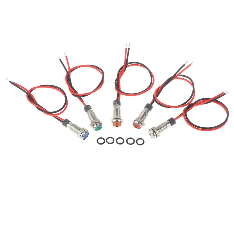 1개 금속 LED 블랙 경고등 방수 IP67 신호등 와이어 3v 5v 6v 12v 24v 220v 빨강 파랑 노랑 초록