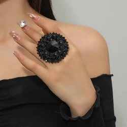Unique Boho Crystal Stone Ring Big Round Rings For Women Vintage Female Wedding Party Jewelry Birthday Gift 2023 New Fashion