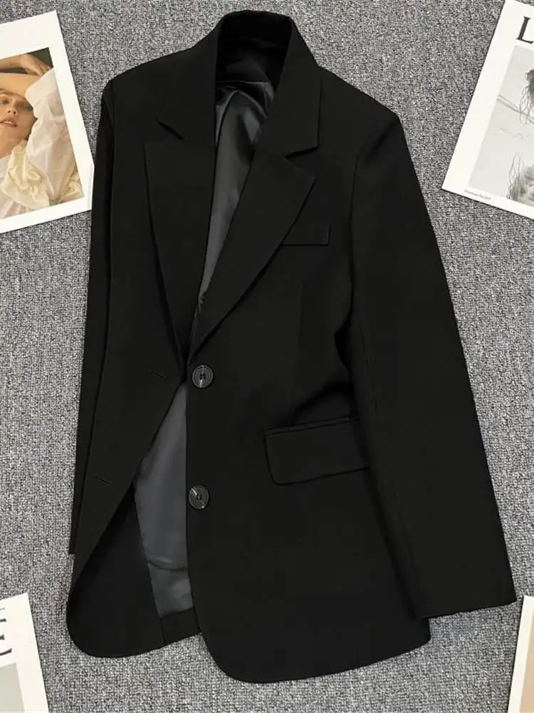 

Ele Bla Suit Jaet for Women Spring Autumn Faion Ba Split High Quali Office Wear Long Sve Single Button Closure