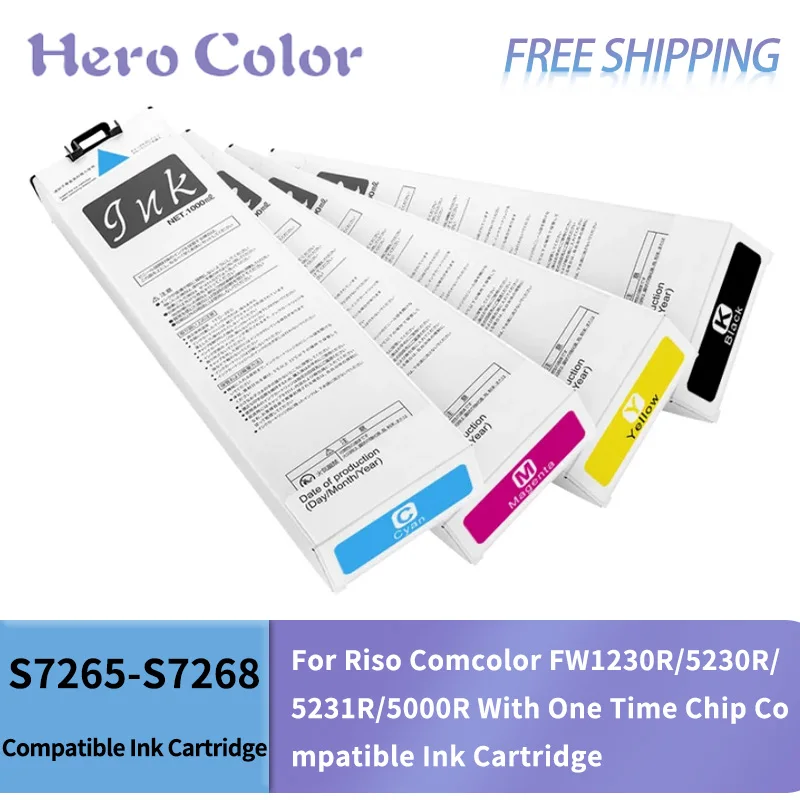 7265 7265C 7265E S-7265 Ink Cartridge For Riso Comcolor FW1230R/5230R/5231R/5000R With One Time Chip Compatible Ink Cartridge