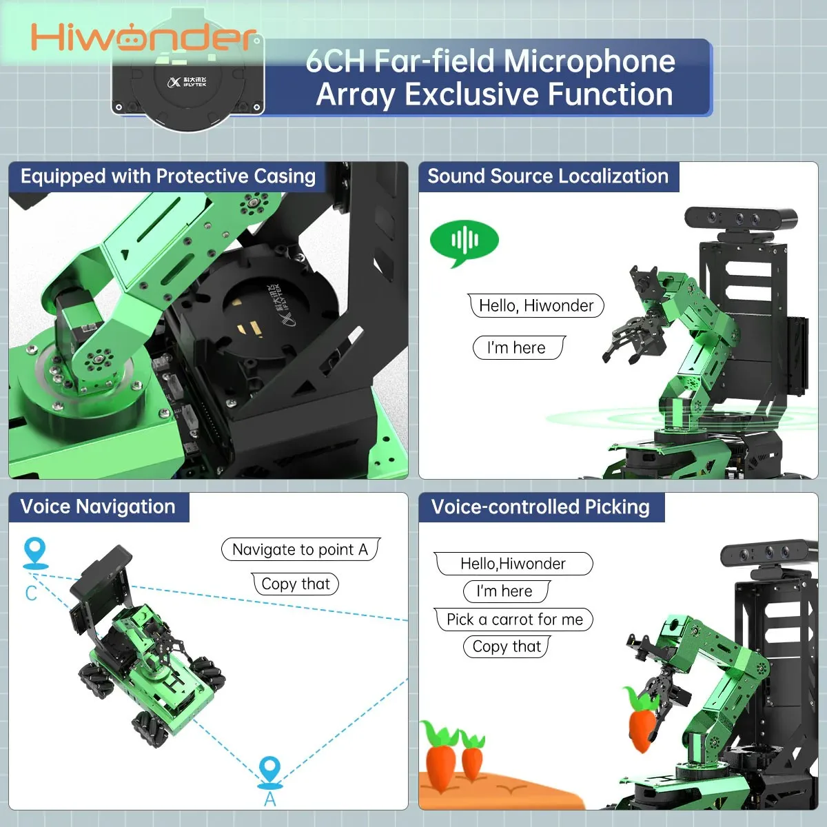 Hiwonder JetAuto Pro AI Robot Car with 6DOF Vision Robotic Arm Jetson Nano 4GB/8GB Without/With Microphone Array