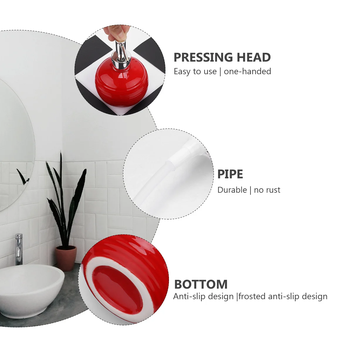 

1Pcs Red Ceramic Pump Dispenser Bottle for Lotion Squeeze Portable Travel Camping Makeup Pump Dispenser Ceramic