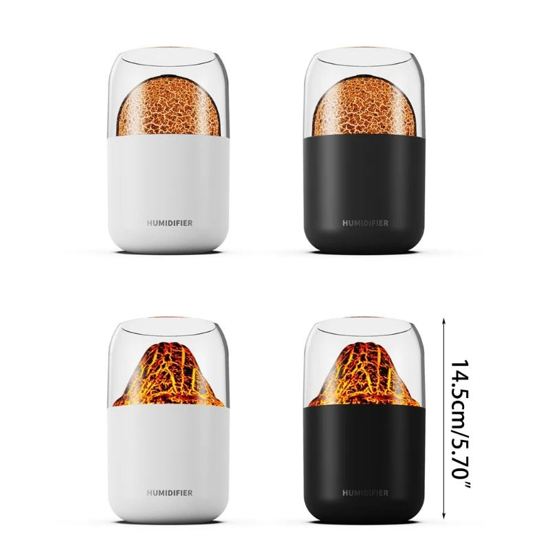 M2EE เครื่องฟอกอากาศแบบพกพา 300ml ขนาดเล็ก Cool Volcano Humidifier LED Night Light USB Desktop Humidifier 2 โหมดหมอก