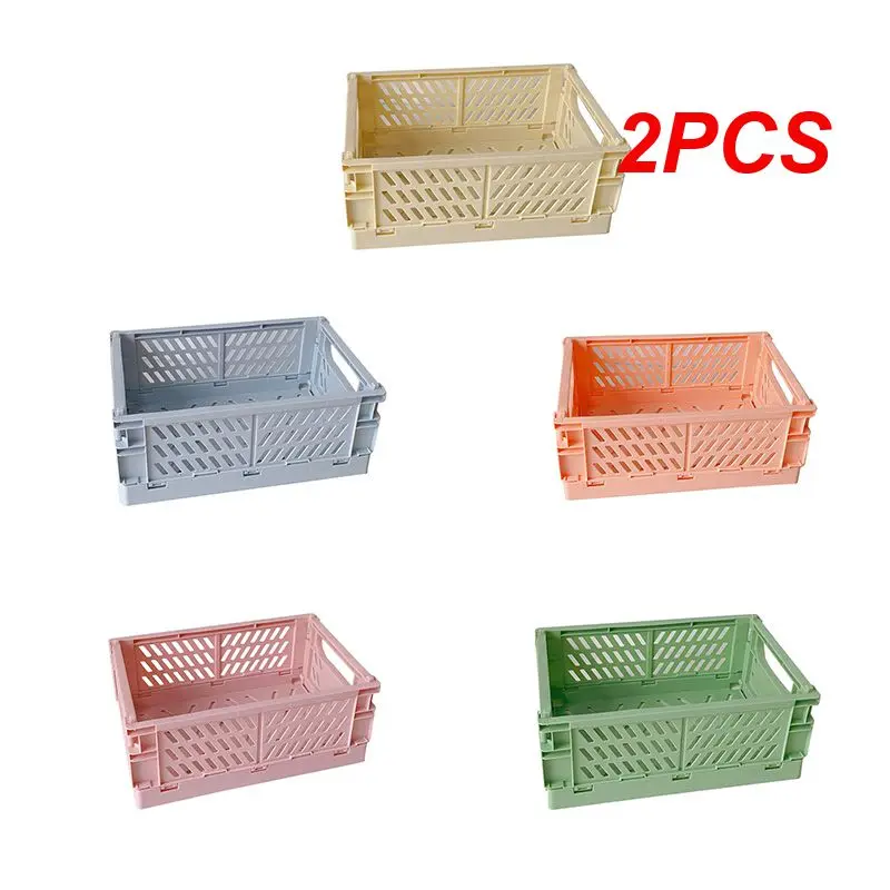 2PCS Creative Foldable Storage Boxes Student Desktop Collapsible Crate Organizer Stationery Cosmetic Rack Folding Storage