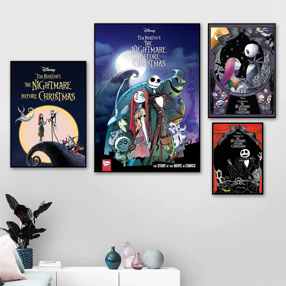 

Disney Anime Movie The Nightmare Before Christmas Poster Anime Figure Canvas Painting Wall Art Bedroom Kids Room Home Decor