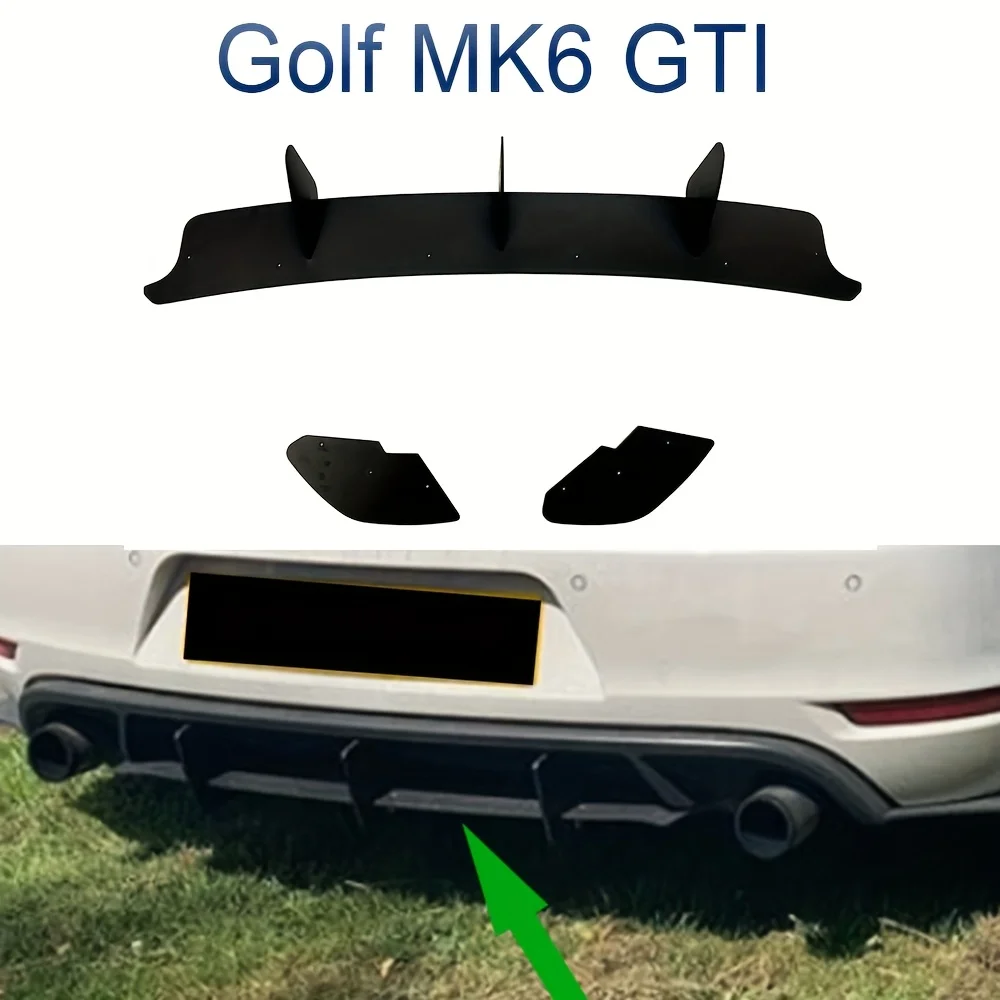 

Комплекты отделки кузова для VW Golf 6 MK6 GTI 2009-2012 хэтчбек, черный задний бампер автомобиля, диффузор, флаг, спойлер, сплиттер, аксессуары