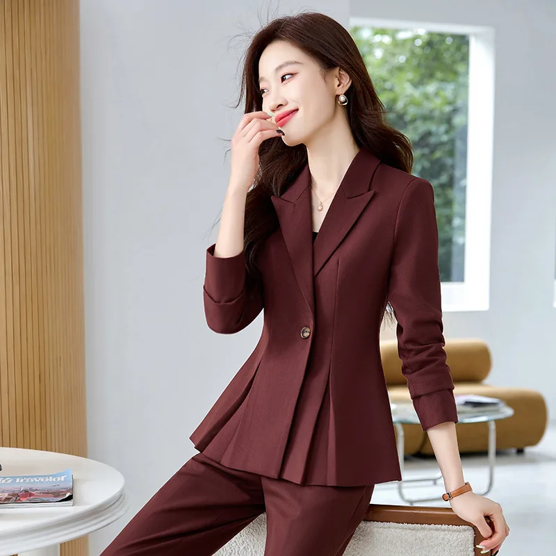 Women's Suit Jacket2024New Autumn Winter Fashionable Elegant Slimming Professional Suit Goddess Style High-end Set