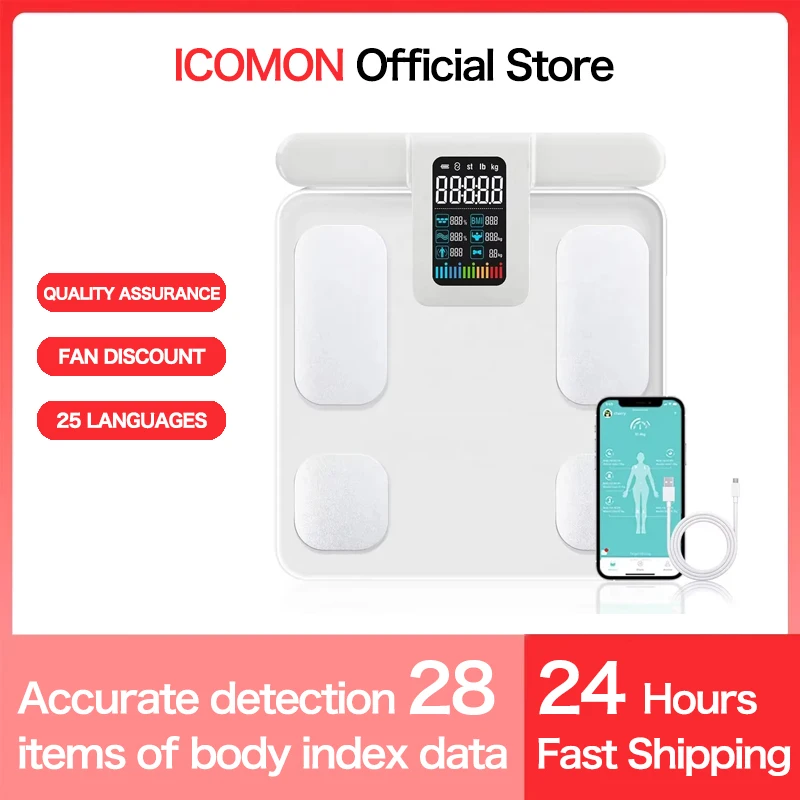 Smart Bioimpedance Scale 8 Electrodes BMI Body Fat Scale Body Weight Scale Professional Body Composition Scale Rechargeable