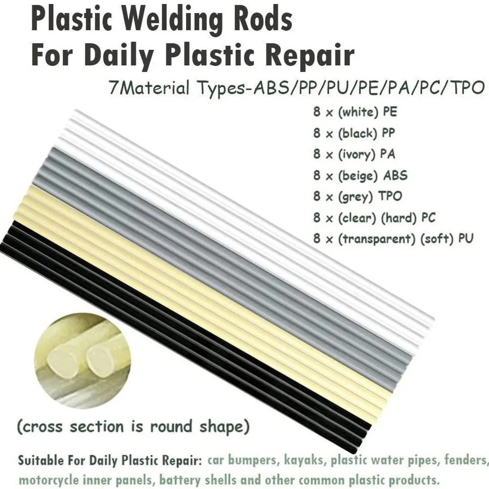 120pcs Plastic Welding Rods Set For Strong ABS PP PU PE PA PC TPO  Welder Rods For Auto Bumper Boat Garden Tool