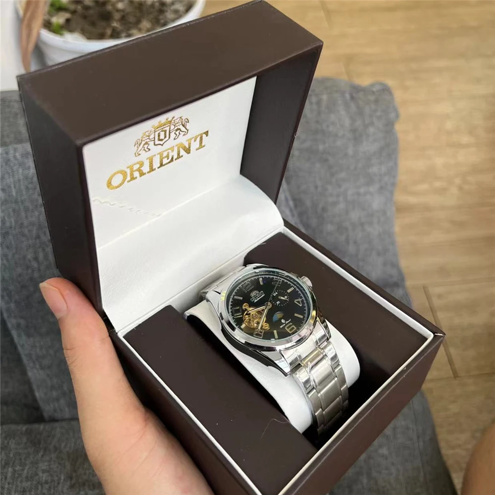 ساعة Orient Watch المجددة المستعملة اليابانية الأوتوماتيكية بالكامل ساعة ميكانيكية مجوفة من ساعات رجال الأعمال