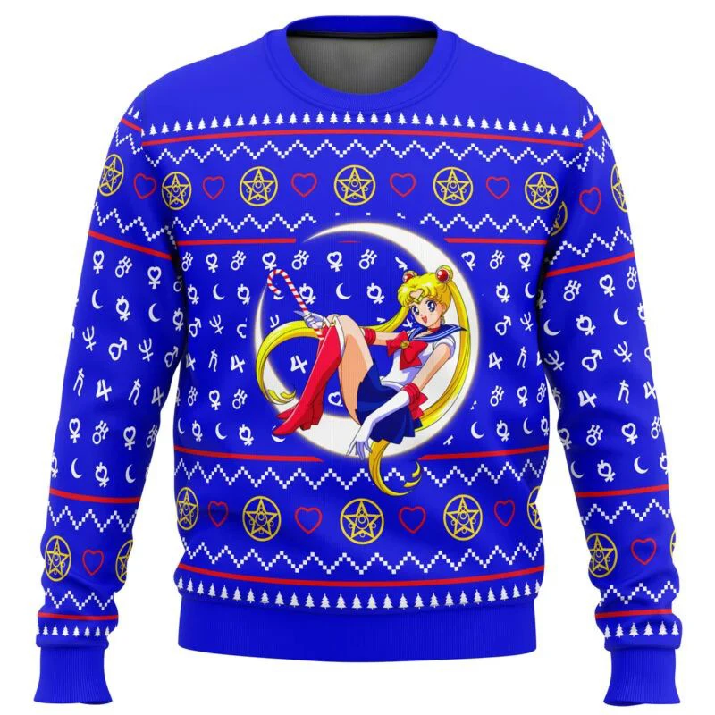 Ugly Christmas Sweater gift Santa Claus Pullover Men 3D Sweatshirt Tops Autumn and Winter Christmas Sailor Guardians Sailor Moon