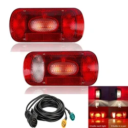 2pcs 12V 13 Pin Plug 5.5 m Cable 5 Functions Rear Tail Light Stop Brake Signal Number Plate Reflector Lamp Truck Trailer Caravan