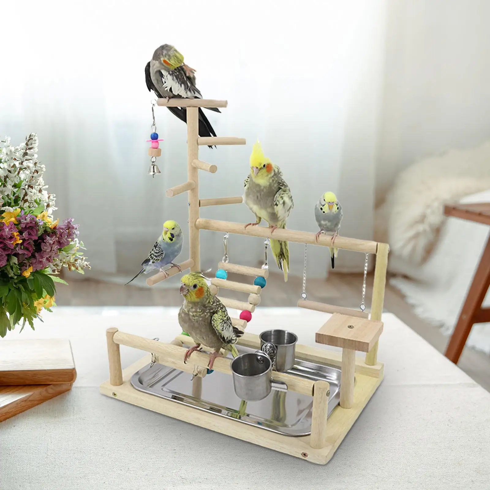 Wooden Bird Playground, Climbing Parrots Ladder, Parrots Chew Toys, Bird Perch