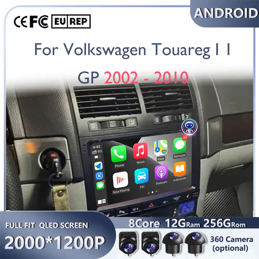 

4G Android OS Carplay Auto WIFI Radio Stereo Multimedia Player 2din BT 5.0 FM/AM For Volkswagen Touareg I 1 GP 2002 - 2010 Car