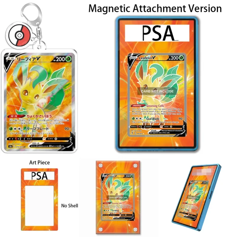 Étui de protection en acrylique recyclable pour figurine Leafeon V de Pokémon Sword & Shield Evolving Skies, avec porte-clés, idéal pour collectionneurs et cadeaux.