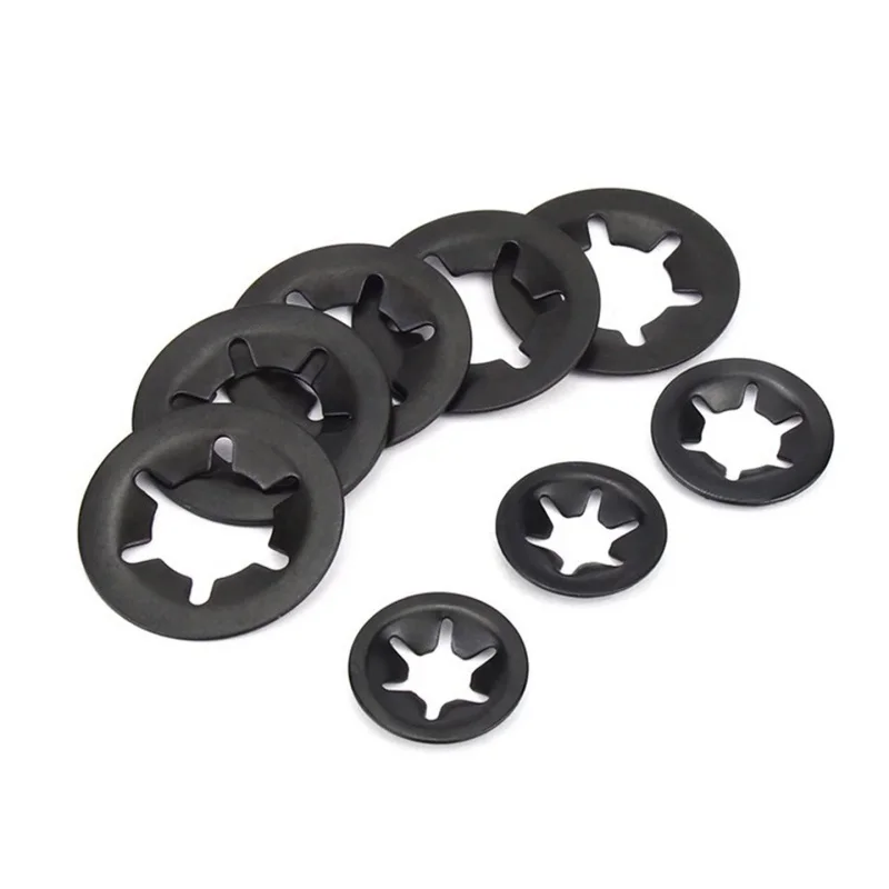 M2 M2.5 M3 M4 M5 M6 M8 M10 M12 Black 65 Manganese Steel Locking Spring Washer Tooth Star Lock Push On Washers