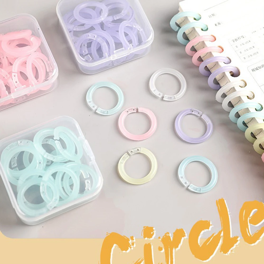 20Pcs Plastic Binder Ring 15mm DIY Albums Circle King Ring Opening Loose-leaf Book Hoops Photo Album Office Binding Supplies