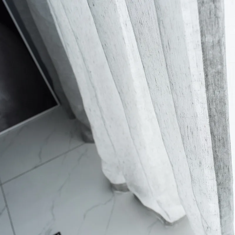 Nordic Solid Grey Kleur Pure Gordijn Voor Woonkamer Slaapkamer Moderne Eco-vriendelijke Katoen Vlas Gaas Venster Laken Zachte Stoffen