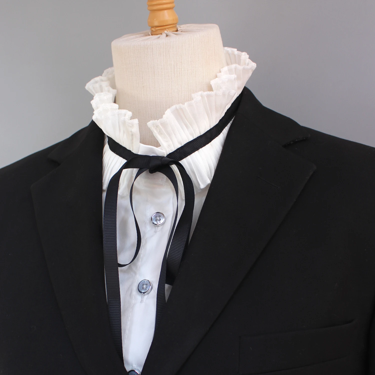 Женская рубашка-бабочка в стиле Ренессанс, кружевная плиссированная рубашка-бабочка с воротником-стойкой, аксессуар на весну, лето, осень,