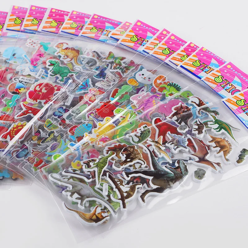 10 ورقة ثلاثية الأبعاد فقاعة ملصقات الكرتون الحيوان ديناصور ملصق الاطفال صبي فتاة حفلة عيد ميلاد الحسنات بيناتا الحشو سكرابوكينغ هدية #3