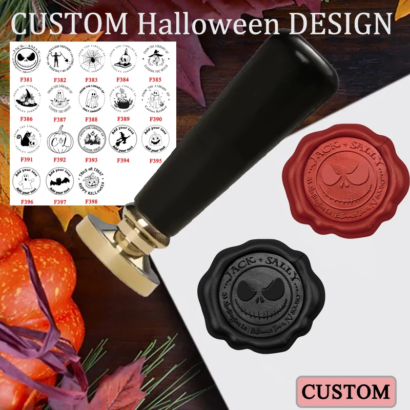 

Изготовленный на заказ штамп с сургучной печатью, персонализированный штамп с сургучной печатью в европейском стиле ретро, восковой штамп с конвертом, медная головка с рисунком Хэллоуина